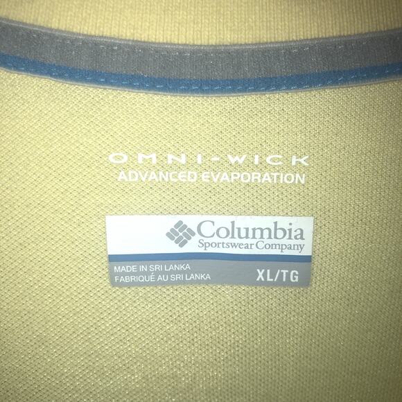 Columbia PFG Button Up Adult Xl Yellow Short Sleeve Polyester Blend Polo - Picture 3 of 10